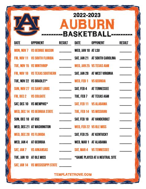 auburn basketball schedule 2023-24